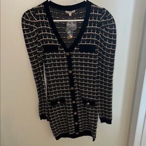 Women's Black and White Boucle Sweater Dress